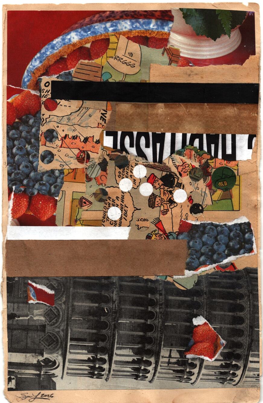 Original Mixed Media Modern Art Collage "Soricident" 6.25x10" Signed